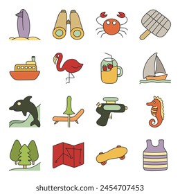 Pack Of Travel And Beach Flat Icon


