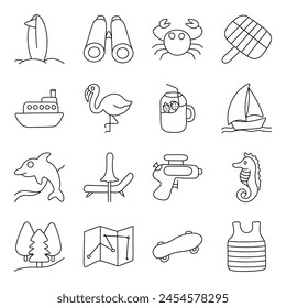 Pack of Travel und Strand Linearsymbol

