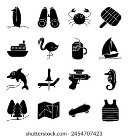 Pack Of Travel And Beach solid Icon

