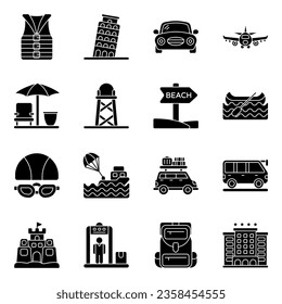 Pack of Travel and Journey glyph Icons 

