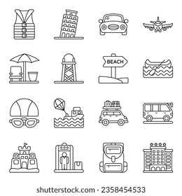 Pack of Travel and Journey line Icons 

