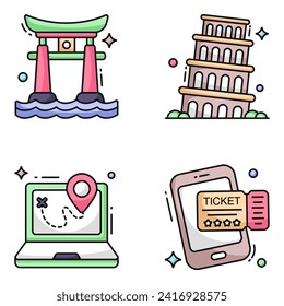 Pack of Travel and Landmarks Flat Icons 

