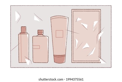 A pack of try-type cosmetic sets. Cute and simple art style. On a white background.