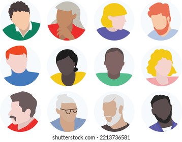 Pack of twelve Avatar Diverse People Icon Personas 