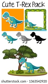 A pack of tyrannosaurus illustration