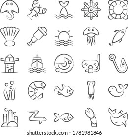 Pack Of Undersea Doodle Icons 