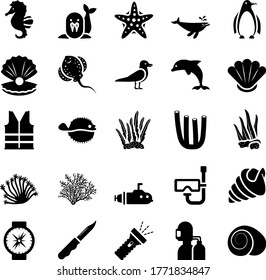 Pack Of Undersea Flat Icons 