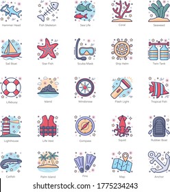 Pack Of Underwater Flat Icons 