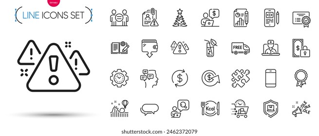 Pack of Usd exchange, Wallet and Time management line icons. Include Water glass, Roller coaster, Business person pictogram icons. Search employee, Messenger, Smartphone signs. Vector