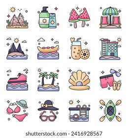 Pack of Vacations Flat Icons 

