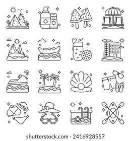 Pack of Vacations Linear Icons 

