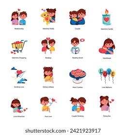 Pack of Valentine Day Flat Icons 

