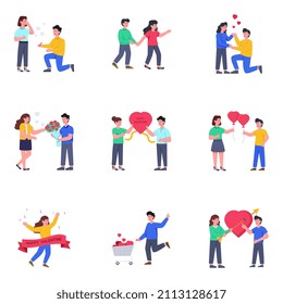 Pack of Valentine Day Flat Illustrations