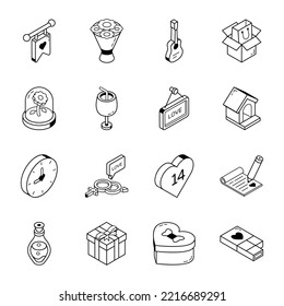 Pack of Valentine Day Line Icons 
