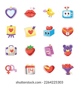 Paquete de pegatinas planas de San Valentín 

