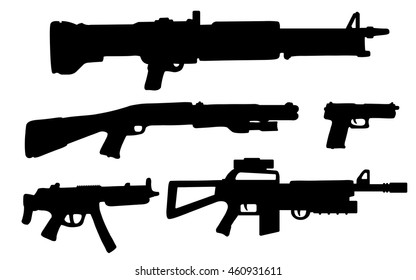 Pack of various guns. Vector illustration