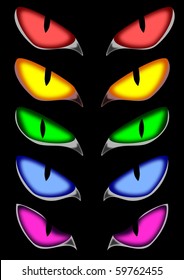 pack of vector scary eyes