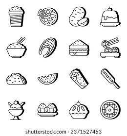 Pack of Vegetables Linear Icons

