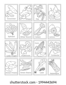 Pack of Veggies Coloring Pages 