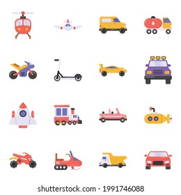 Paquete de iconos planos de vehículos 