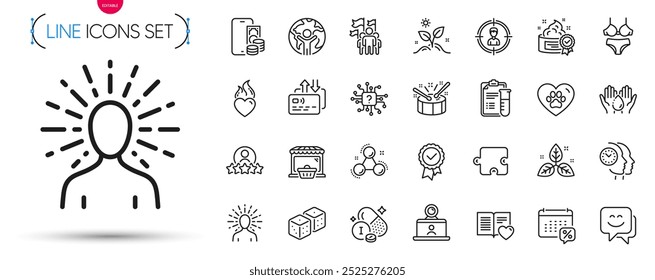 Pack of Video conference, Iodine mineral and Chemistry molecule line icons. Include Pets care, Global business, Calendar tax pictogram icons. Smile face, Online market, Time management signs. Vector