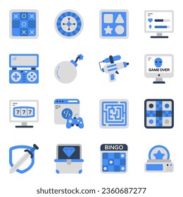 Paquete de juegos de video e iconos planos de disfrute 