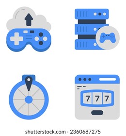 Paquete de Videojuegos e iconos planos de entretenimiento 

