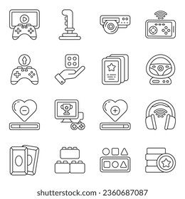 Pack of Video Games and Fun line Icons 

