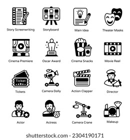 Pack of Video Production Solid Icons 

