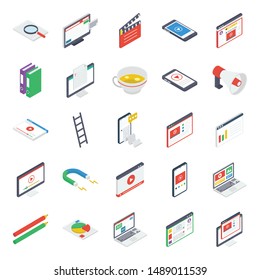 Pack Of Videography Isometric Icons 