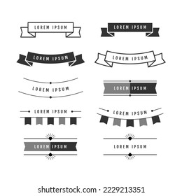 Pack of vintage black and white ribbons. - Vector.