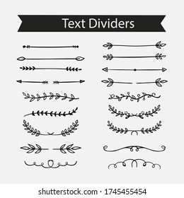 Pack vintage hand drawn text dividers