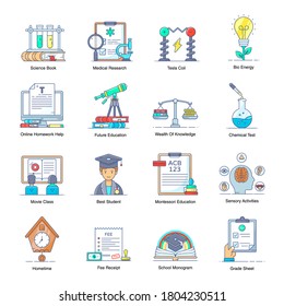 Pack of Virtual Learning Flat Icons 