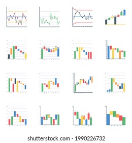 Pack of Waterfall Charts Flat Icons