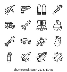Pack of Weapons Line Icons
