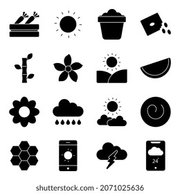 Pack of Weather and Ecology Solid Icons