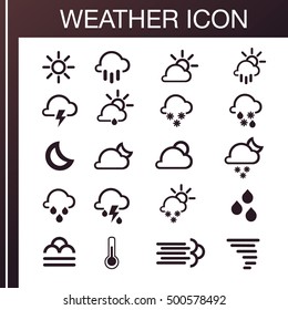 Pack of weather icons. All icons for weather with sample of use. Icons set. 100% vector, eps 10. Weather icons.