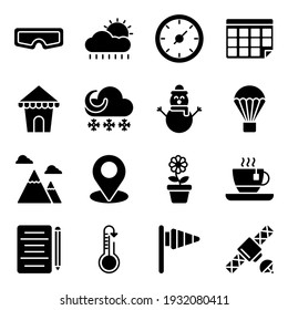 Pack Of Weather Overcast Solid Icons 