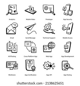 Pack of Web and Analytics Doodle Icons 

