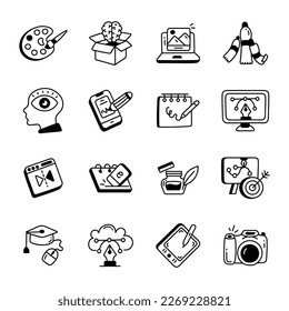 Paket von handgezeichneten Web-Design-Symbolen 

