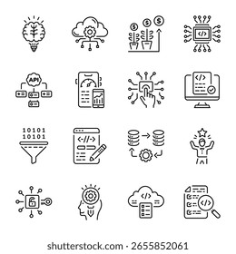 Pack of Web Development Linear Style Icons 