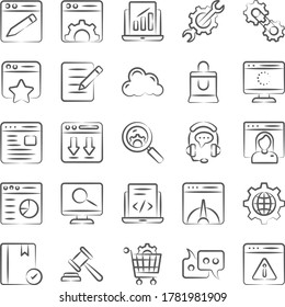 Pack Of Web Doodle Line Icons 