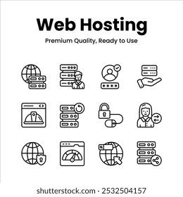 Pack of web hosting icons in modern design