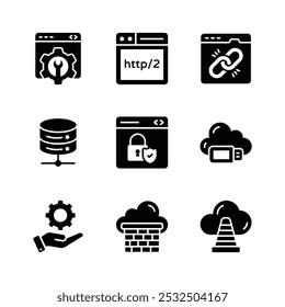 Pacote de ícones de hospedagem na Web em estilo moderno