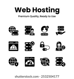 Pack of web hosting icons in modern design
