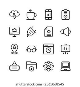 Pack of web icons in modern design style, user interface vector set