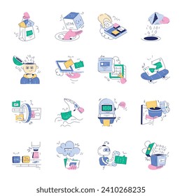 Pack of Web Programming Doodle Mini Illustrations 

