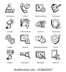 Pack of Web Services Doodle Icons 

