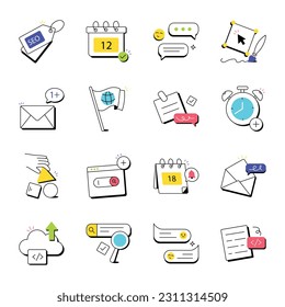 Paquete de Iconos dibujados a mano de servicios Web 

