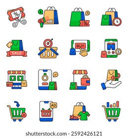 Pack of Web Shopping Flat Icon
